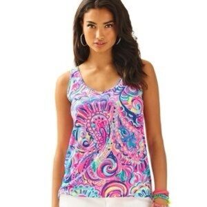 Lilly Pulitzer Kinsey Tank Multi Psychedelic Sunshine S EUC